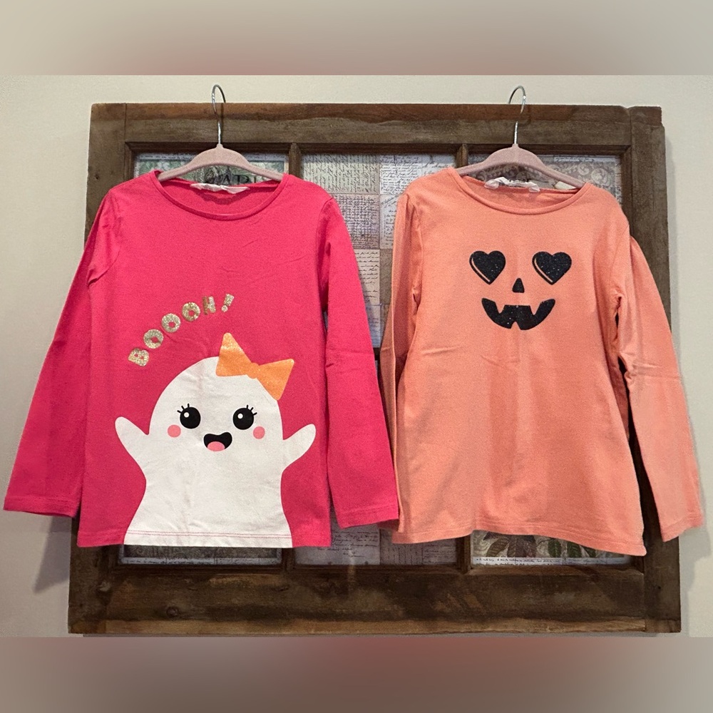 H&M Girls Halloween Long Sleeve Tees 👻🩷🎃